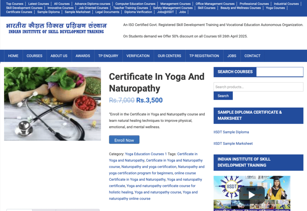 Certificate in Naturopathic Science Certificate in Naturopathic Science