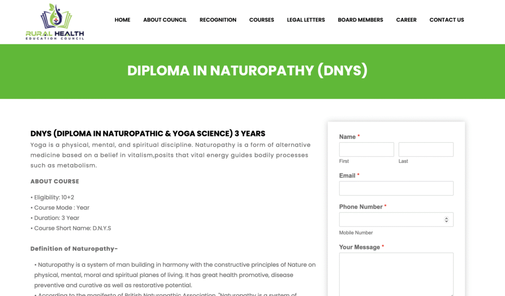DIPLOMA IN NATUROPATHIC & YOGA SCIENCE DIPLOMA IN NATUROPATHIC & YOGA SCIENCE