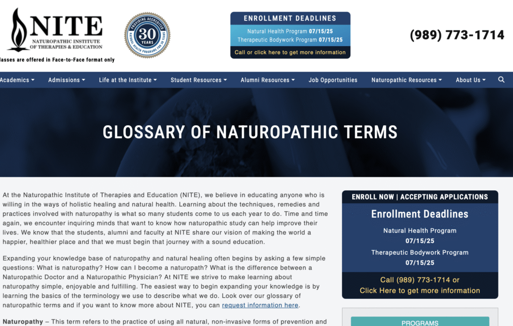 Naturopathic Institute Glossary of Naturopathic Terms Naturopathic Institute Glossary of Naturopathic Terms